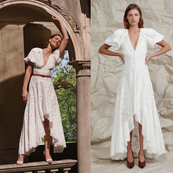 Acler Dresses & Skirts - Acler Cookes Puff Sleeve White Lace High Low Dress